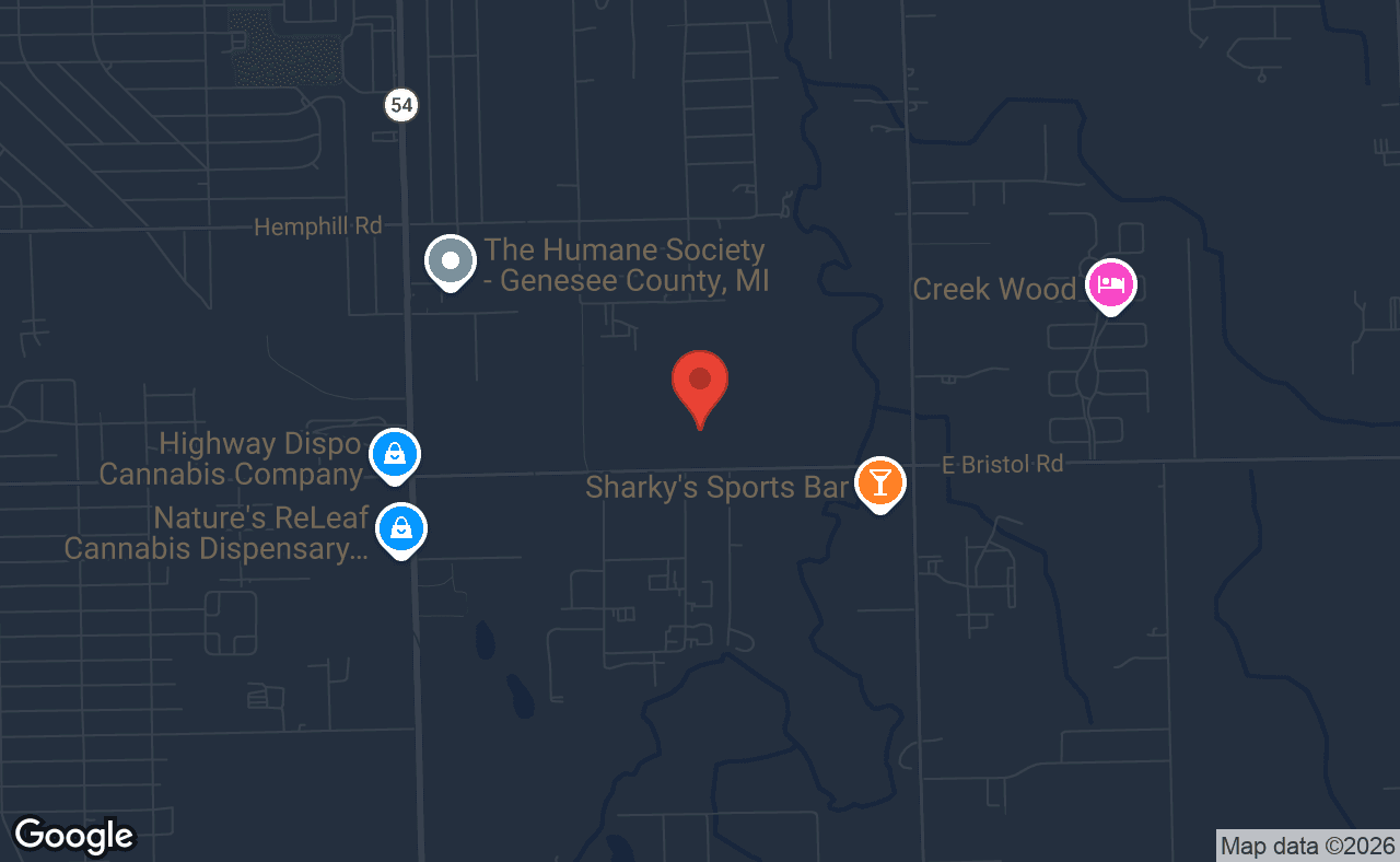 Map showing location of Burton Eagles Poker Room in Burton, Michigan