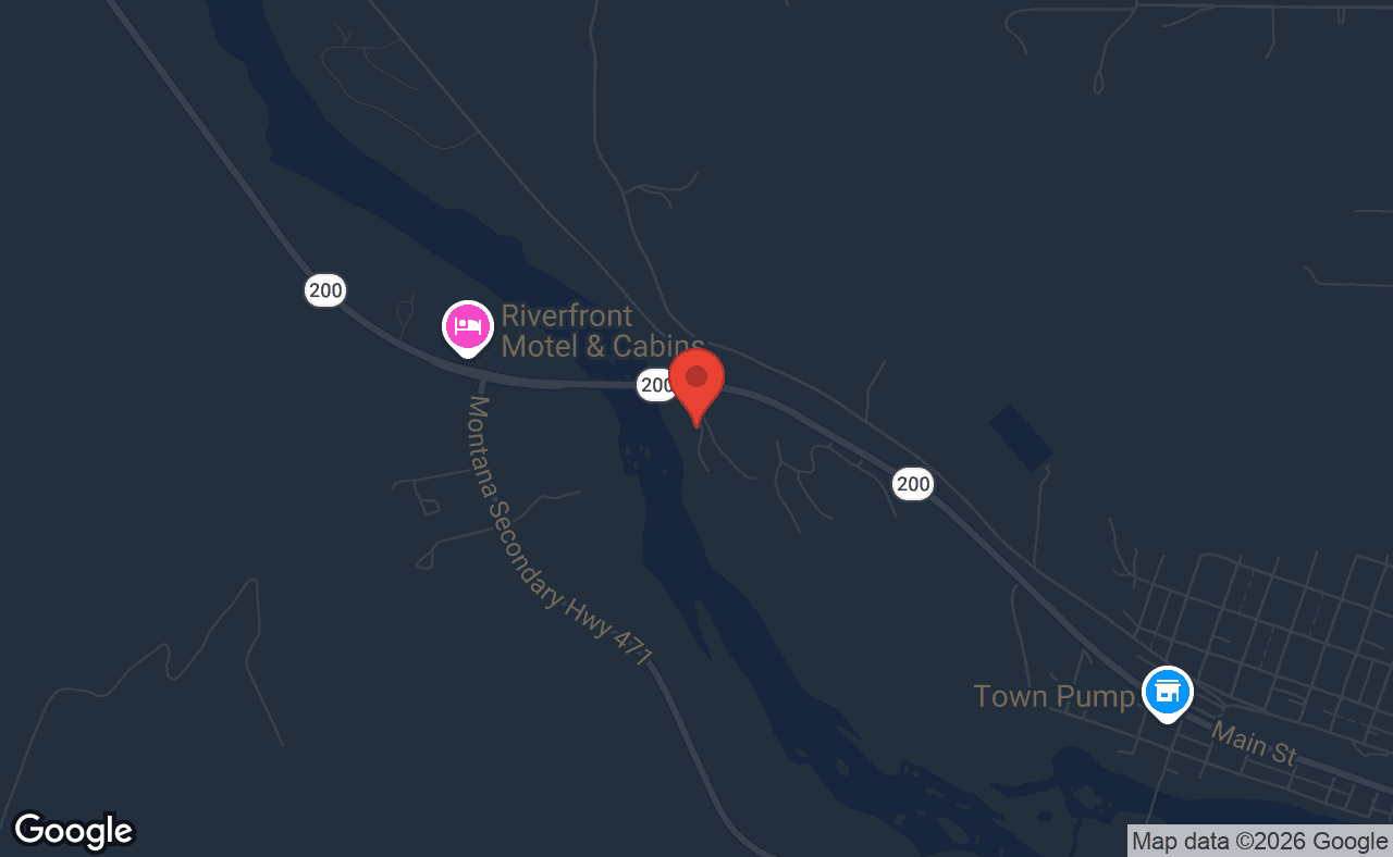 Map showing location of Rimrock Lodge Poker Room in Thompson Falls, Montana