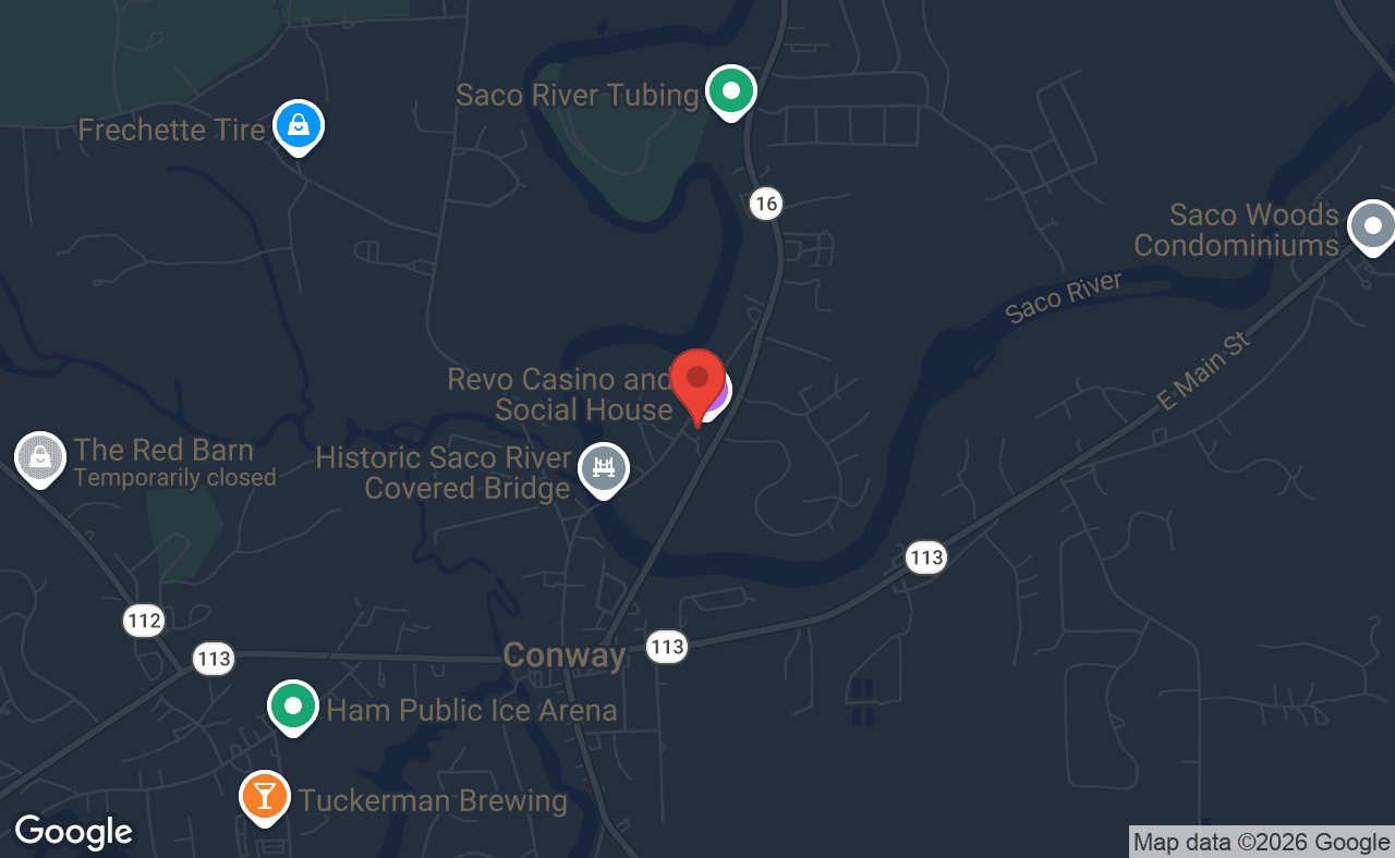 Map showing location of Revo & Social House Conway Poker Room in Conway, New Hampshire